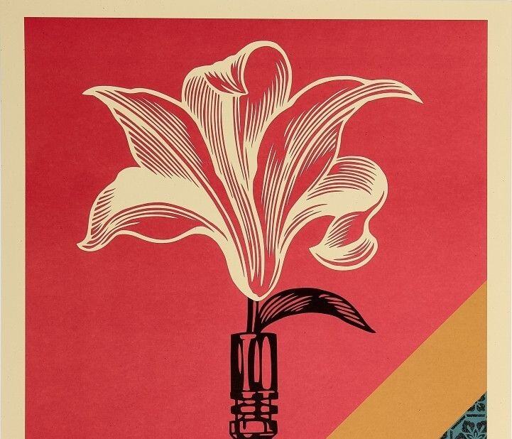 Shepard Fairey, 2025 Ar 15 Lily Offset Lithograph On Thick Paper Cm 91,5 X 61 photo furniture
