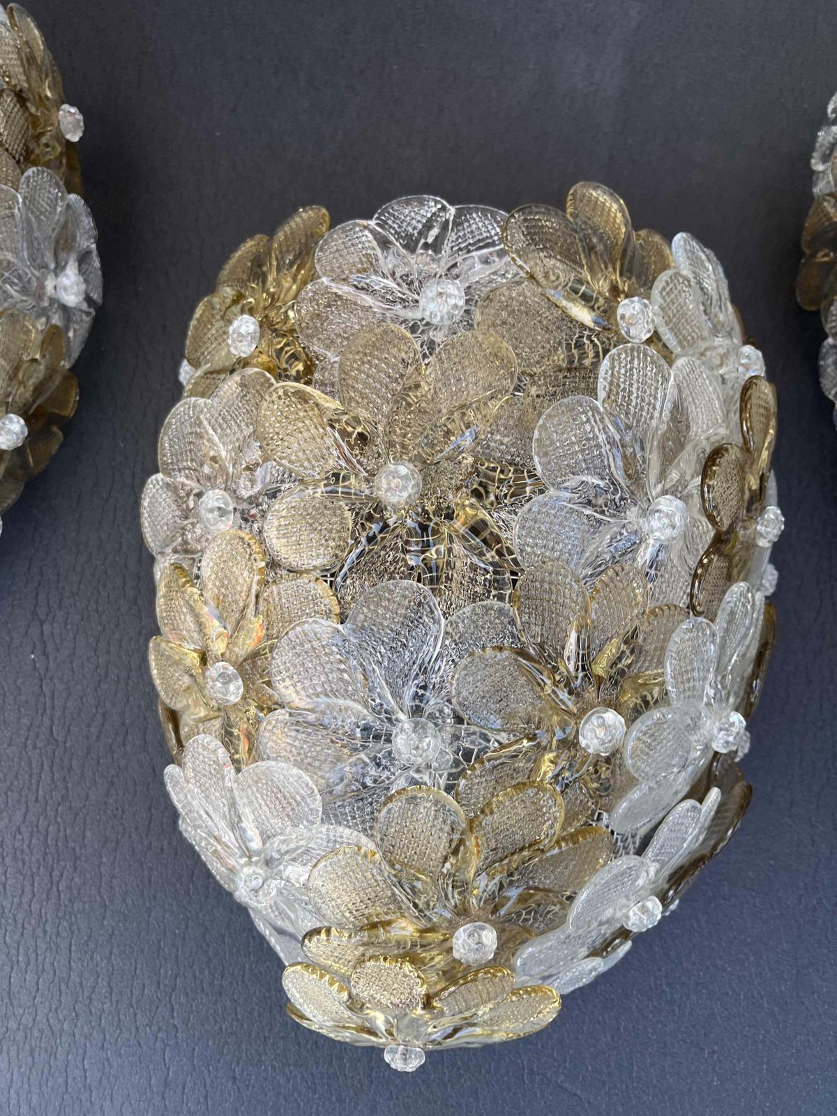 Set Of 3 Murano Wall Light Flower By Seguso For Venini, Italy, 1960s photo 2187.0