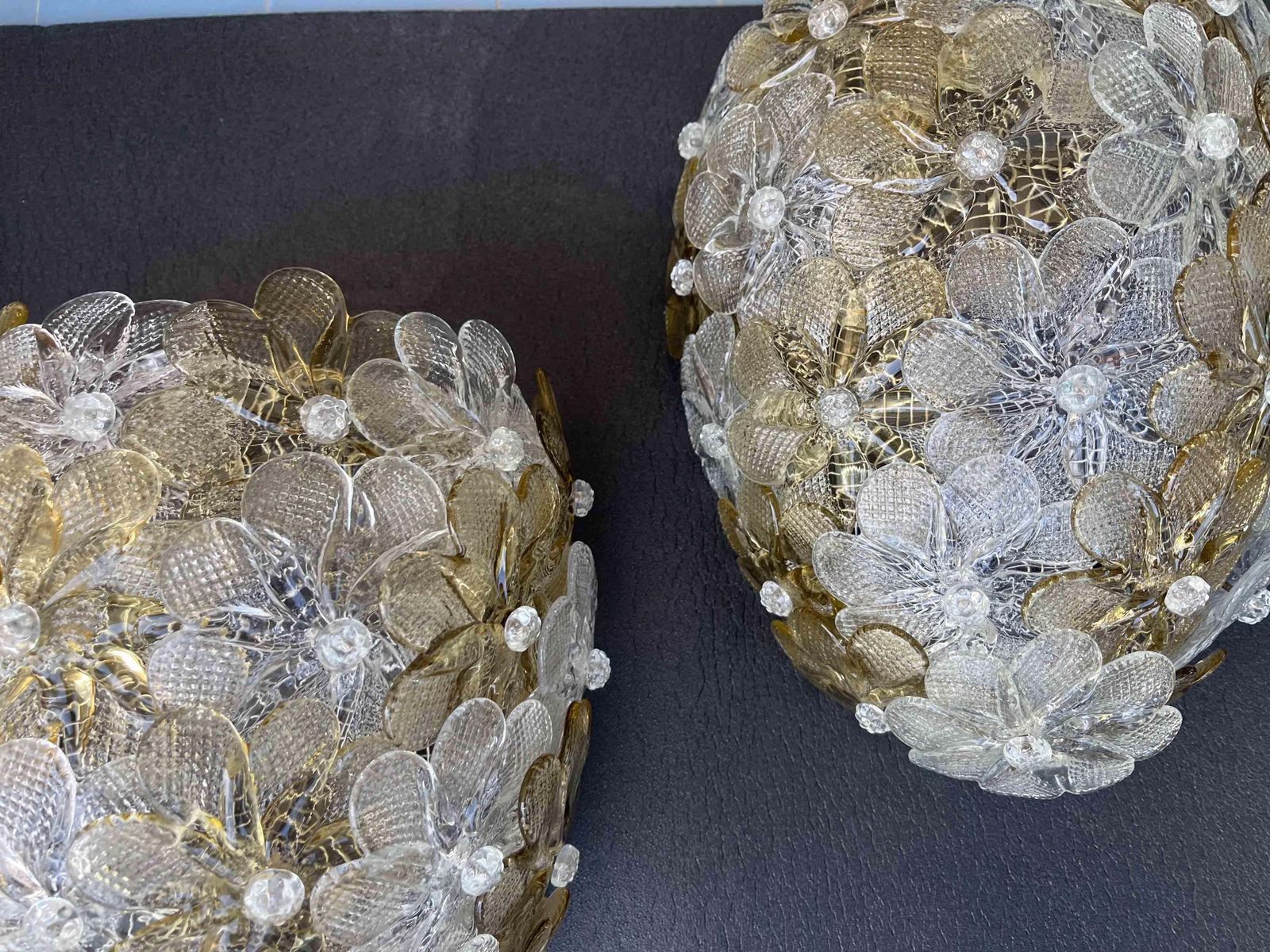 Set Of 3 Murano Wall Light Flower By Seguso For Venini, Italy, 1960s photo vintage