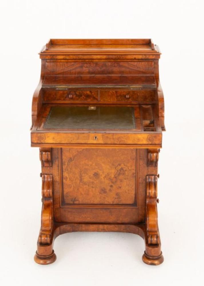 Victorian Davenport Desk Burr Walnut Pop Up 1860 photo for sale