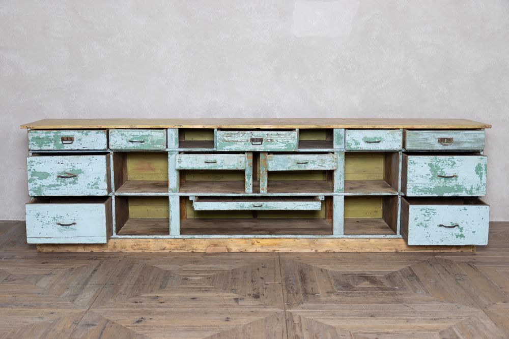 Vintage Blue Industrial Style Drawer Unit photo furniture