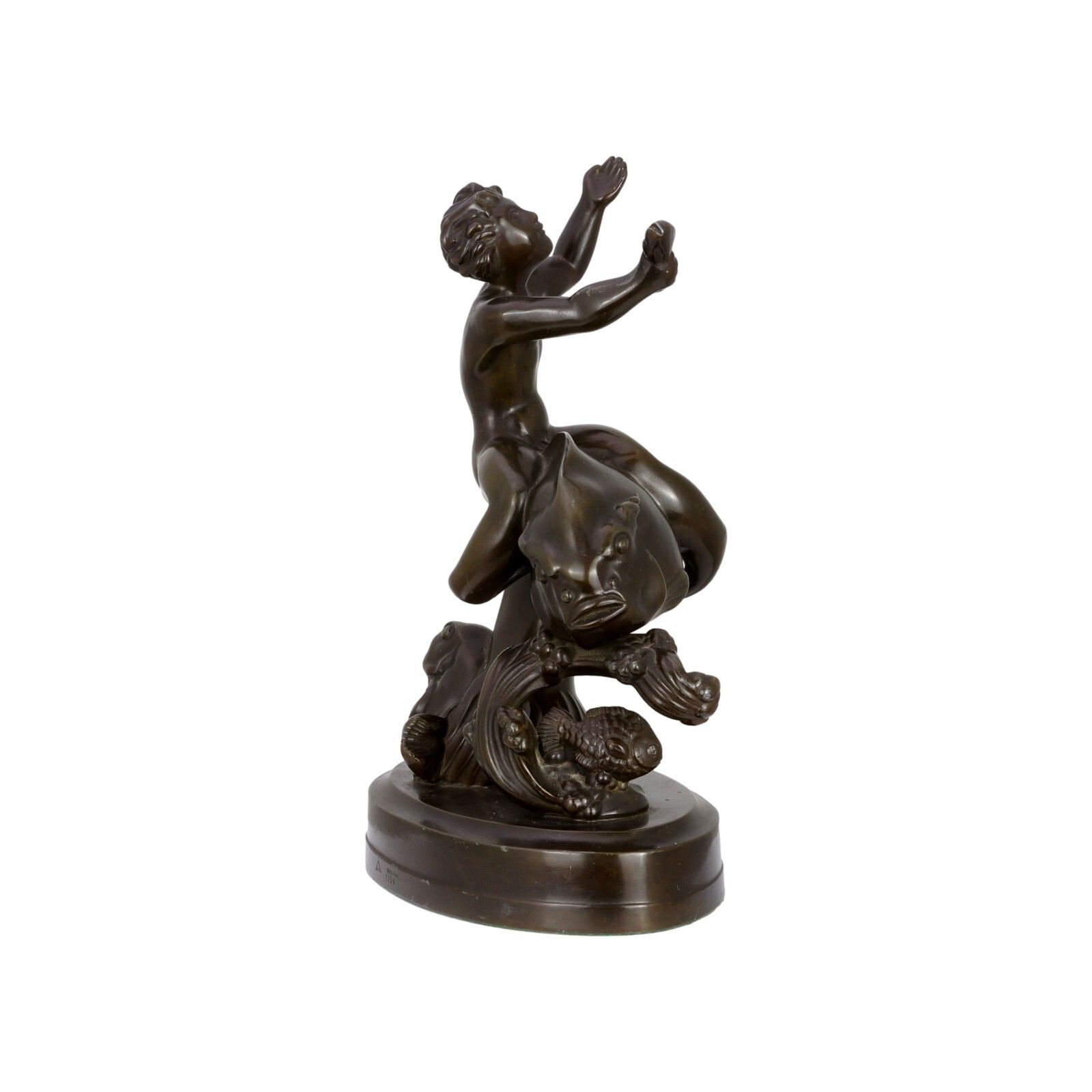 Just Andersen Denmark / Danish Art Deco Metal Merman & Fishes 2114 photo for sale