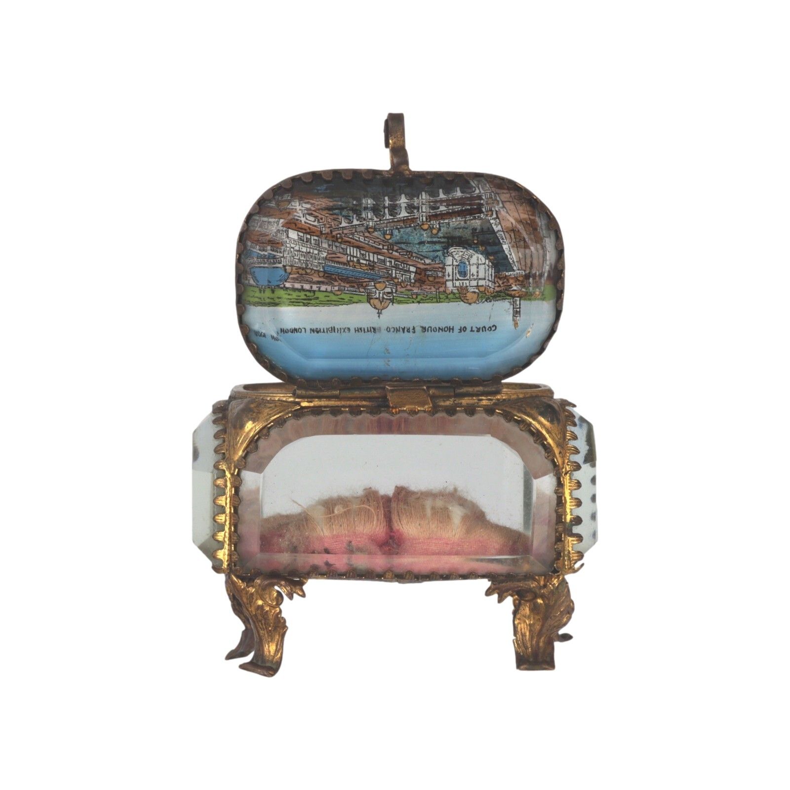 Antique Ormolu Gilt Jewellery Box Casket Souvenir Franco British Exhibition 1908 photo vintage