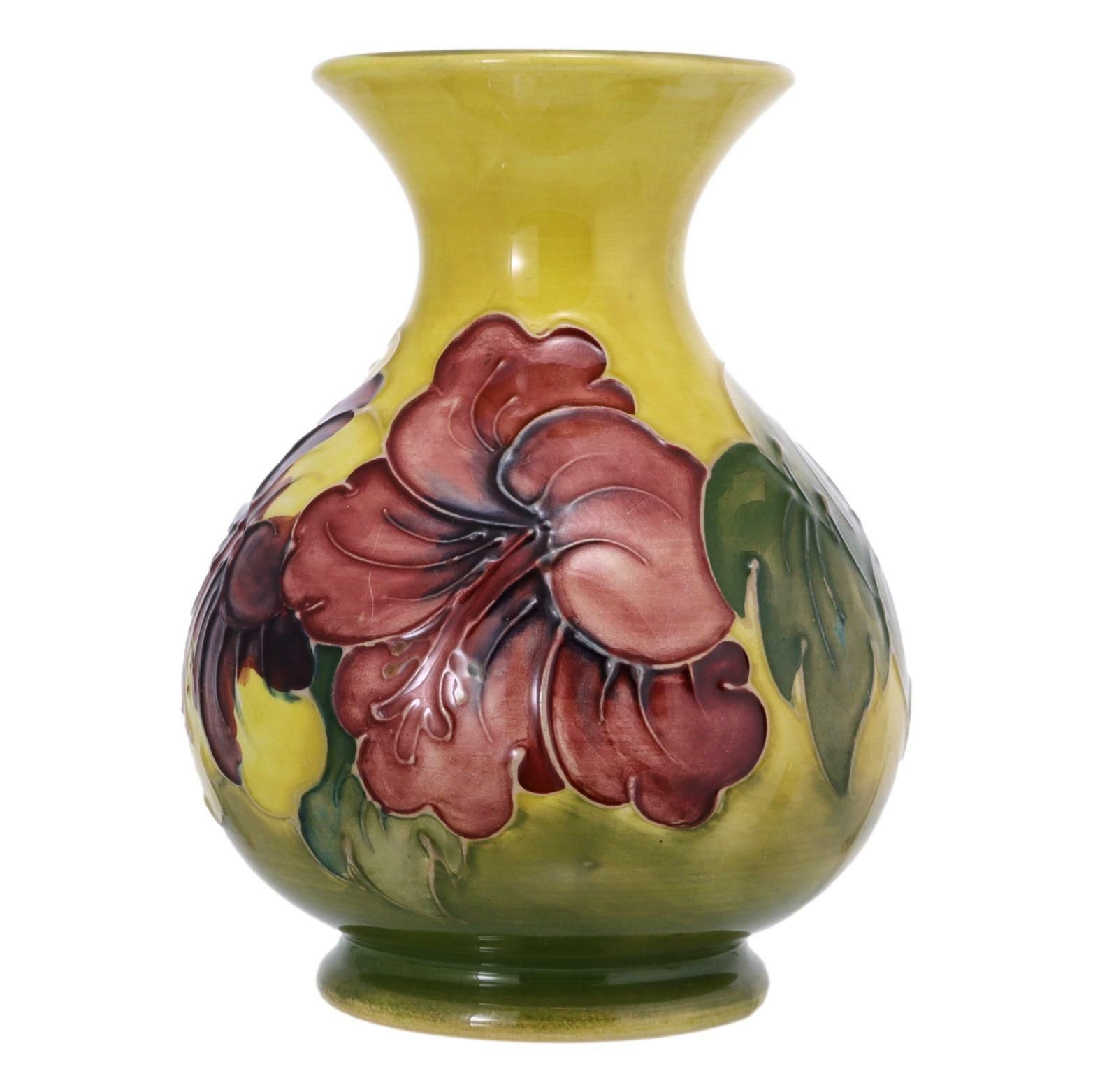 Moorcroft Pottery Hibiscus Vase 5 1/4" (13.25cm) Tall C1953 photo for sale