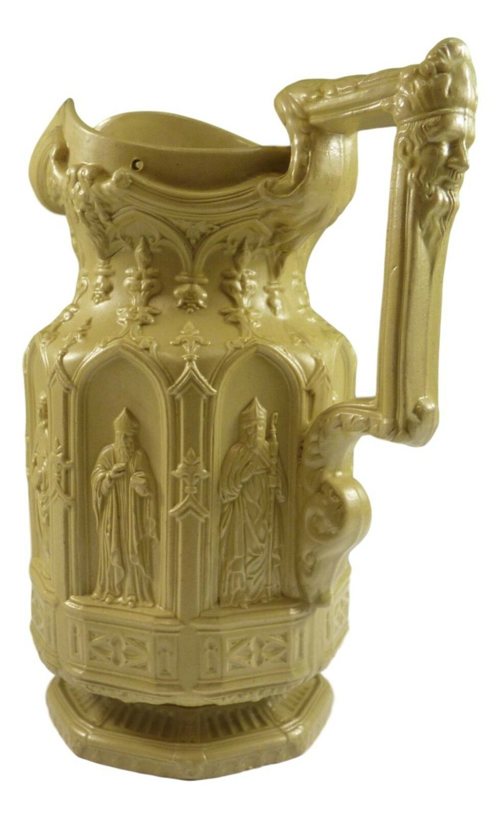 Antique Charles Meigh Apostle Relief Moulded Jug 7 3/4" Buff 1842 Gothic photo furniture