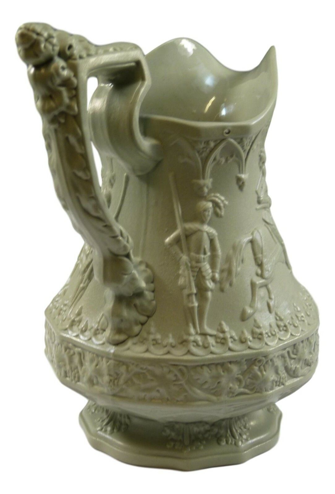 Antique William Ridgway & Son Eglinton Jousting Relief Moulded Jug 6 1/4" 1840 photo for sale