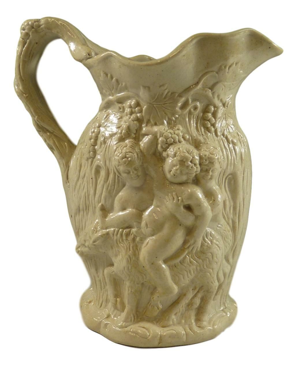 Antique Poss Minton Relief Moulded Jug Silenus & Bacchus 5 1/2" Tall  C1831 photo vinterior