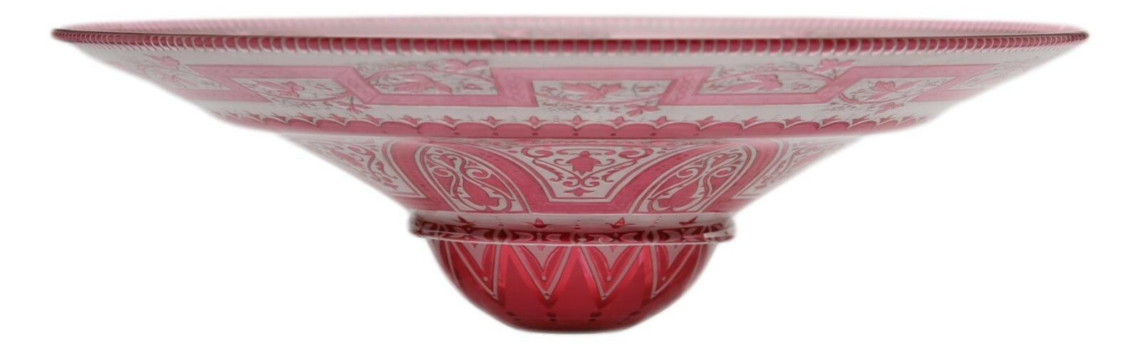 Antique Baccarat French Glass Pink Flash Acid Etched Comport Silver Plate Stand photo 400.0