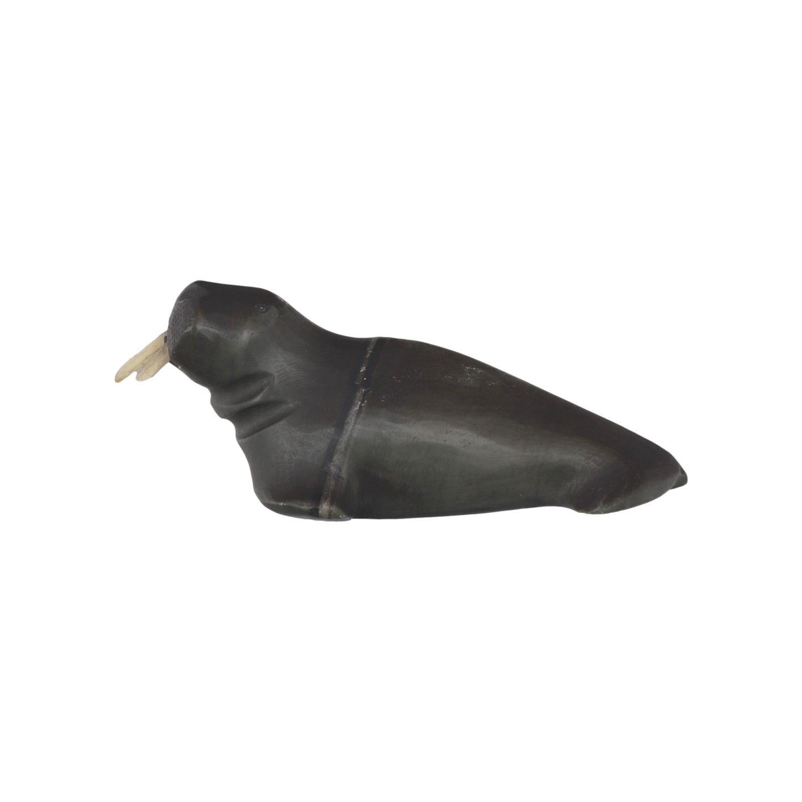 Vintage Inuit Eskimo Stone Carving Signed Walrus Figure photo for sale