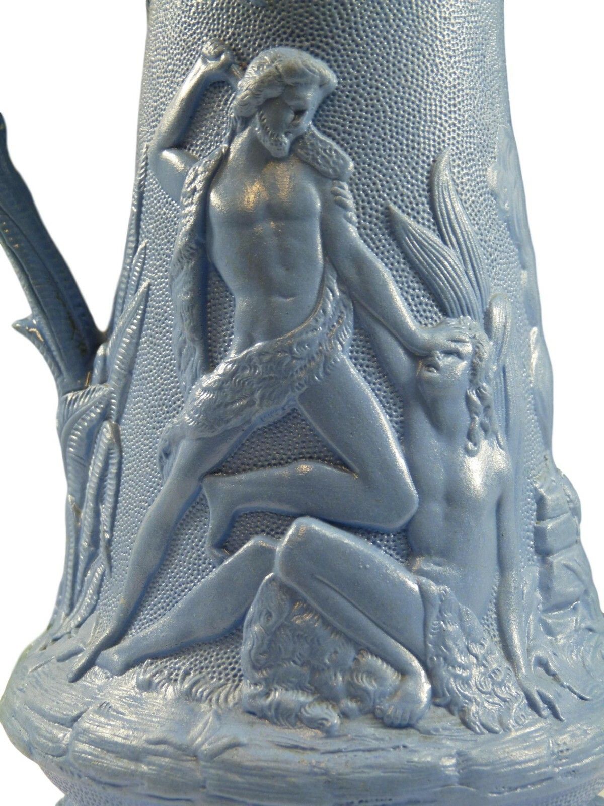 Antique Edward Walley Death Of Abel Relief Moulded Jug 9 1/4" Metal Lid C1845 photo furniture
