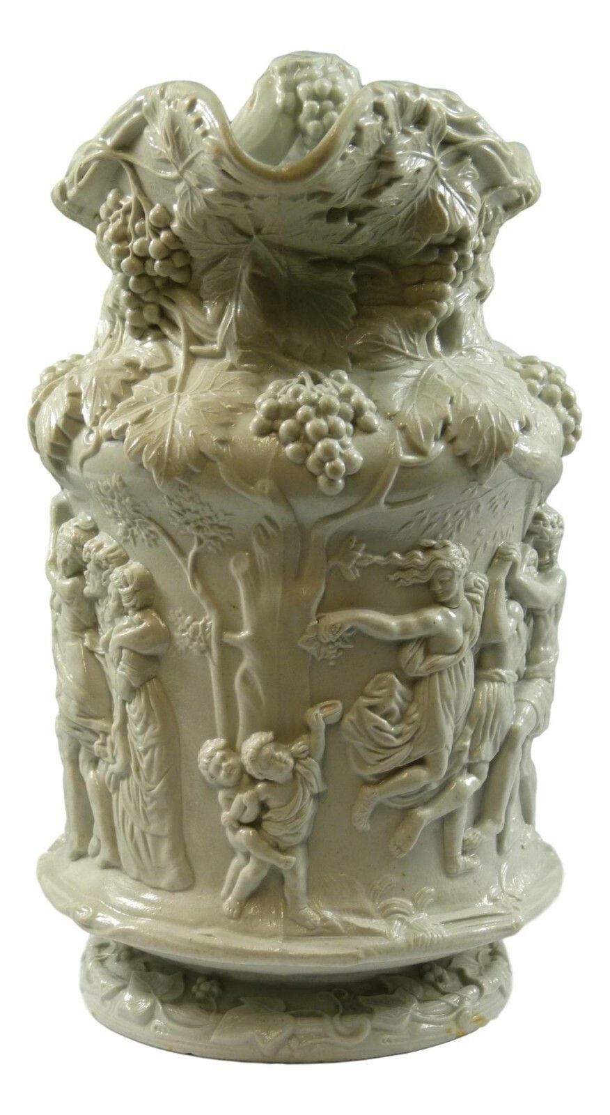 Antique Charles Meigh Bacchanalian Dance Relief Moulded Jug 9 1/4" White 1844 photo Home Decor