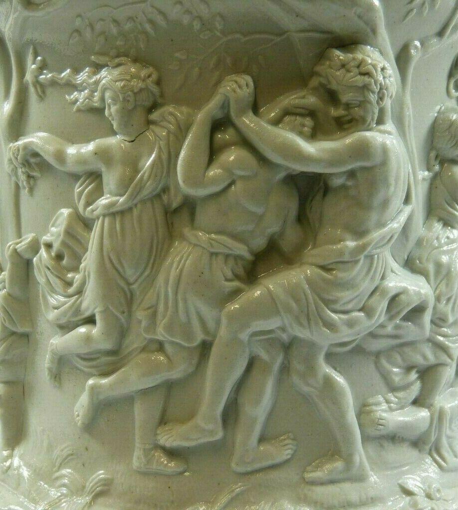 Antique Charles Meigh Bacchanalian Dance Relief Moulded Jug 9 1/4" White 1844 photo 175.0