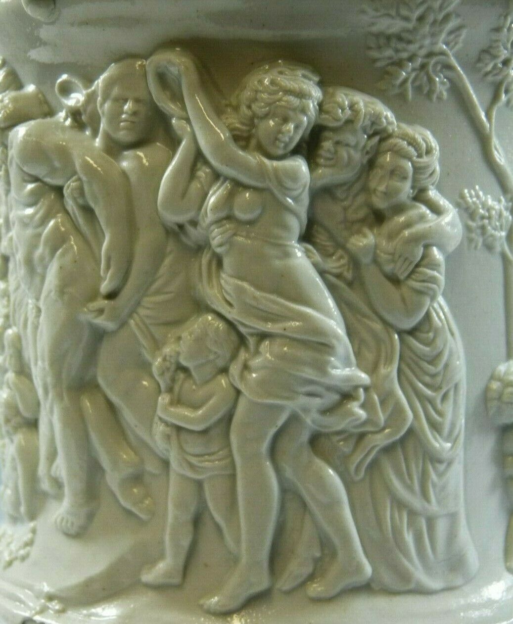 Antique Charles Meigh Bacchanalian Dance Relief Moulded Jug 9 1/4" White 1844 photo vintage