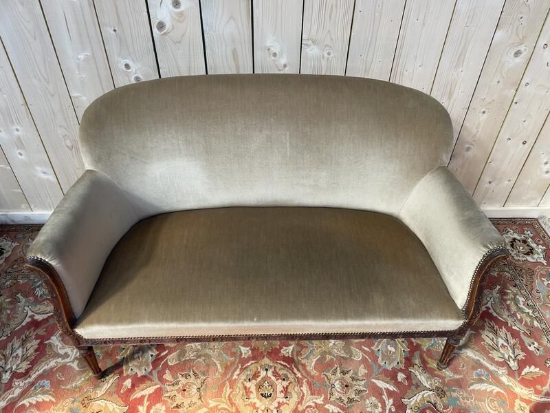 Canapé   Banquette De Style Louis XVI En Velours Marron Glacé photo Furniture