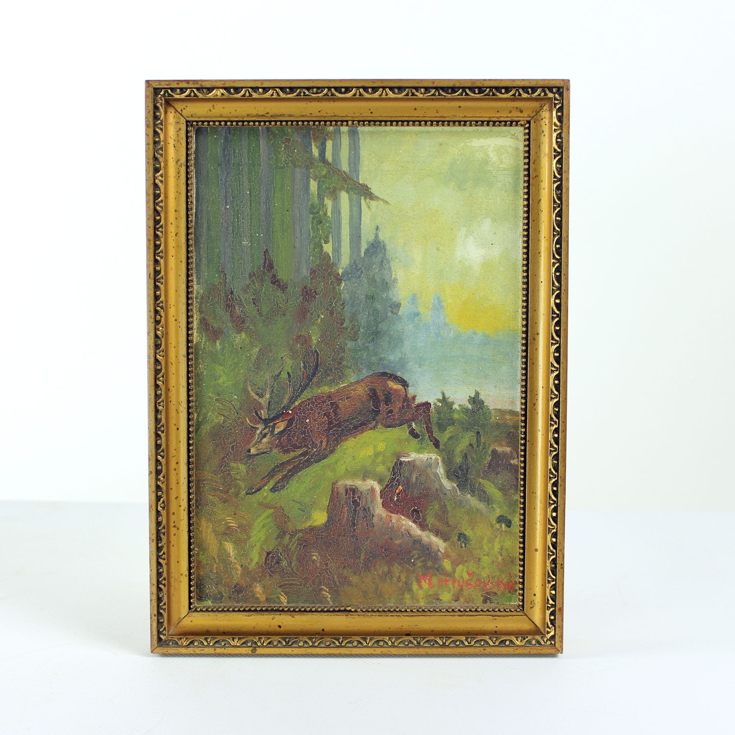 Set Of 2 Paintings, Paint On Paper, By M. Hrušovská, Czechoslovakia 1950s photo for sale