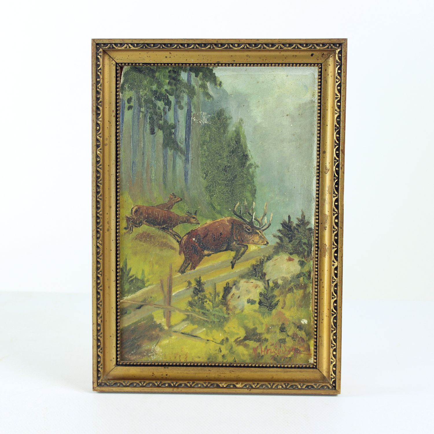 photo furniture Set Of 2 Paintings, Paint On Paper, By M. Hrušovská, Czechoslovakia 1950s