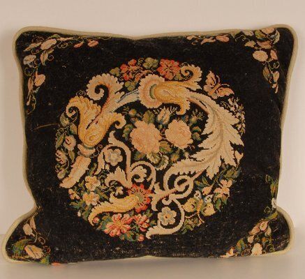 photo furniture 19th Century French Needlepoint Cushion Throw Cushion Floral Design Textile Art
