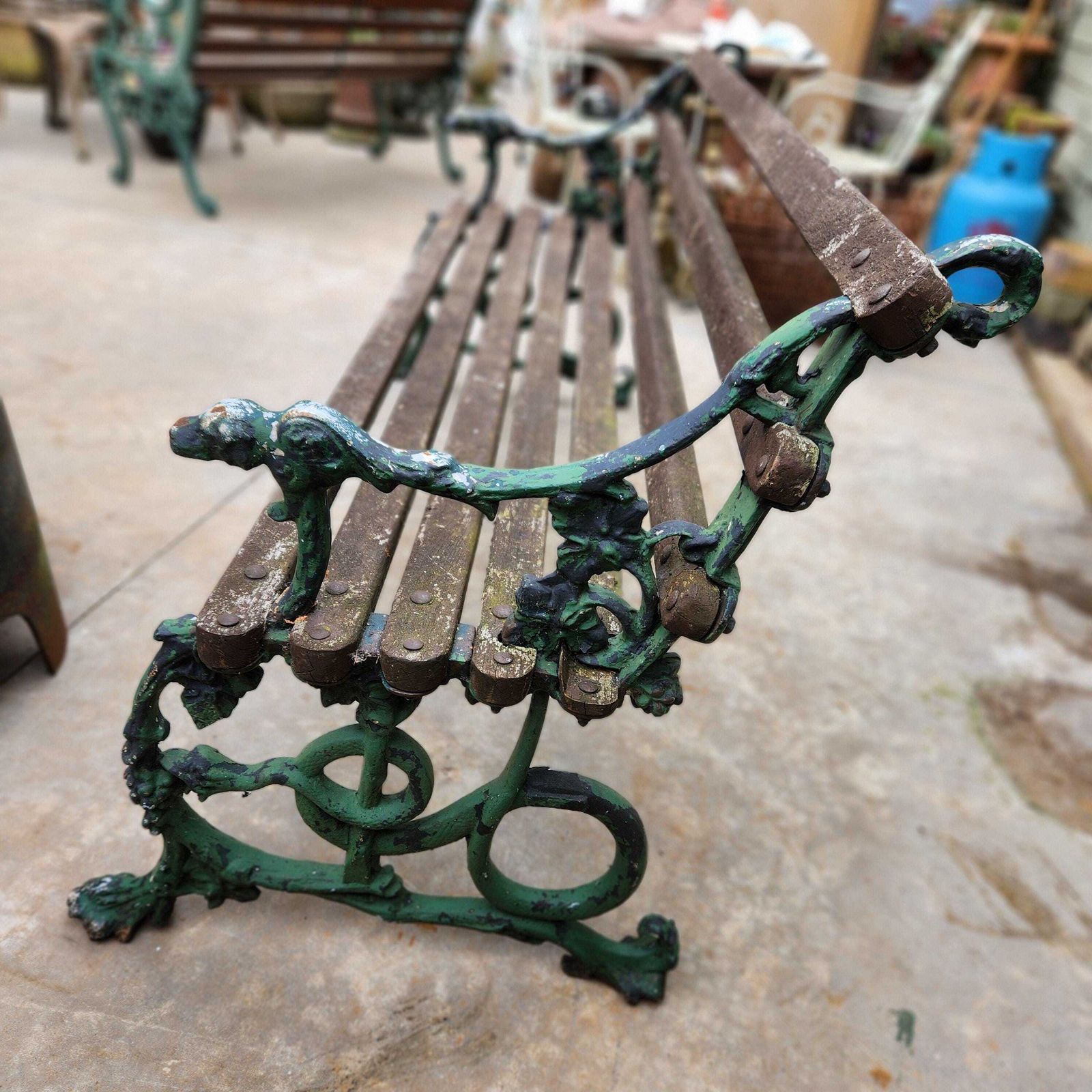 19thc Antique Original Coalbrookdale Dog And Serpent Cast Iron Garden Bench photo buy