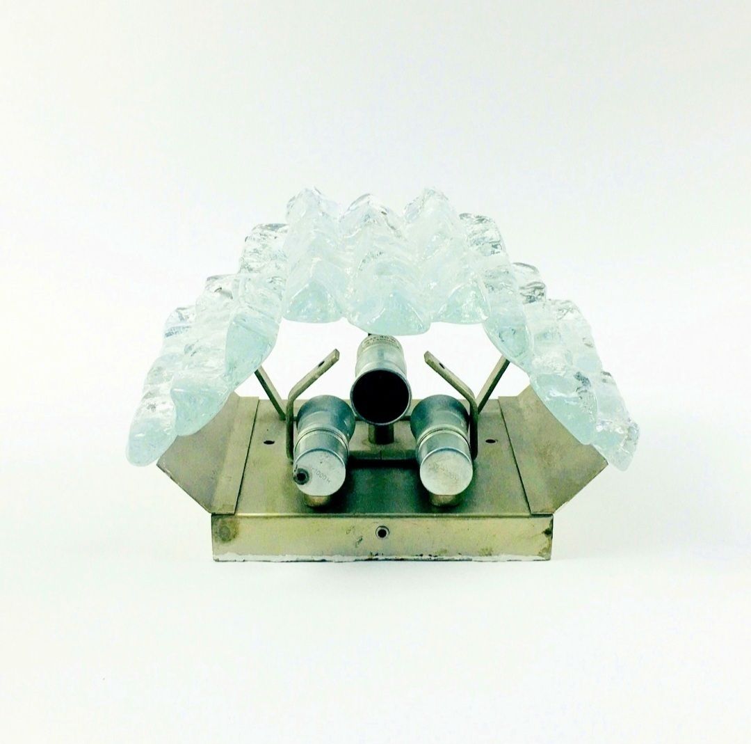 Pair Of Mid Century Ice Glass Wall Lamps By J.T. Kalmar For Kalmar Franken, Austria, 1960s photo vintage