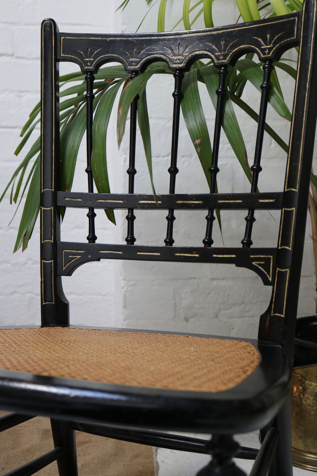 Antique Black Rattan Nursing Chair photo for sale