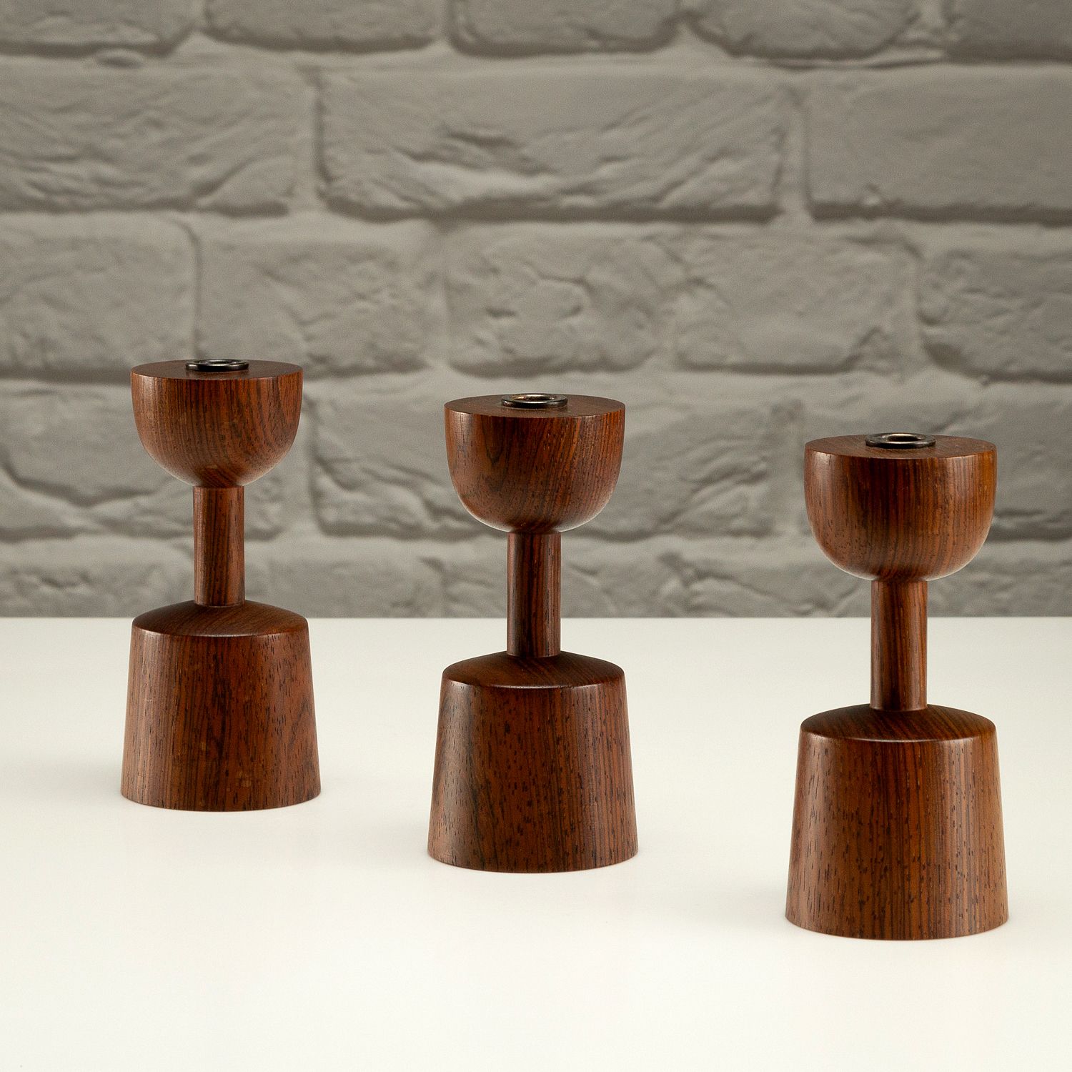 photo furniture Set Of 3 Rosewood Candlesticks By Laurids Lønborg, Denmark, 1960s