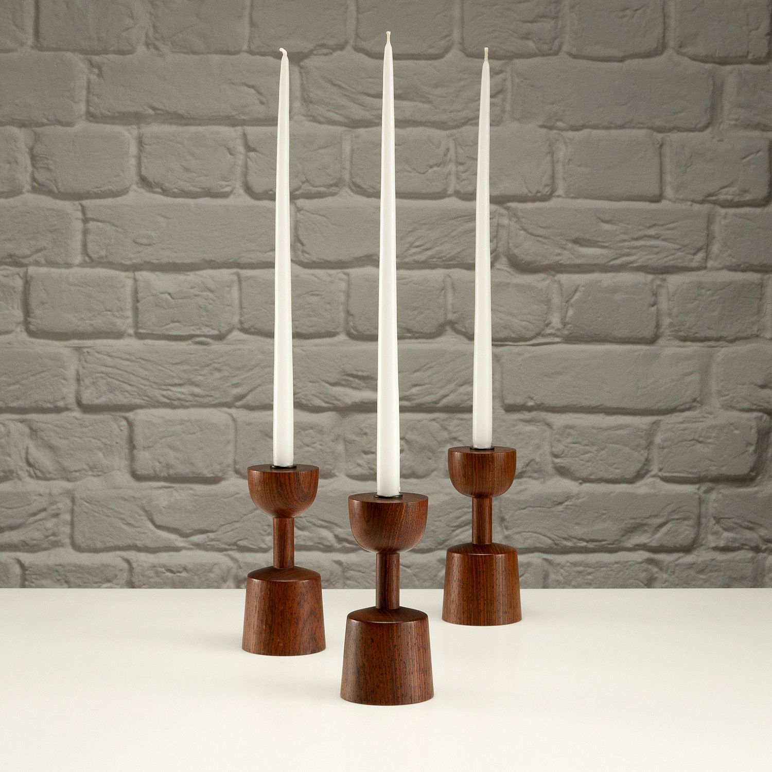 Set Of 3 Rosewood Candlesticks By Laurids Lønborg, Denmark, 1960s photo furniture