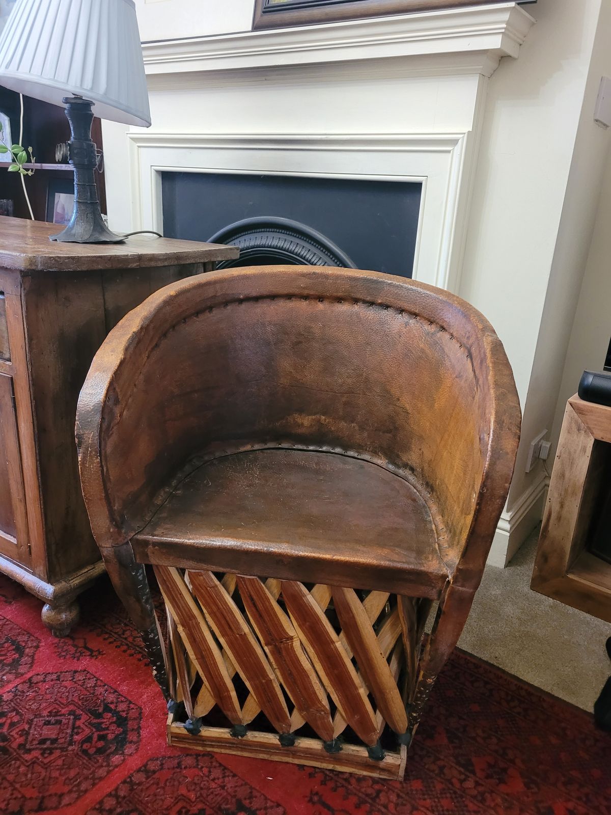 Mexican Equipale Folk Art Mid Century Chair  1970s   Leather And Cedar Wood photo 270.0