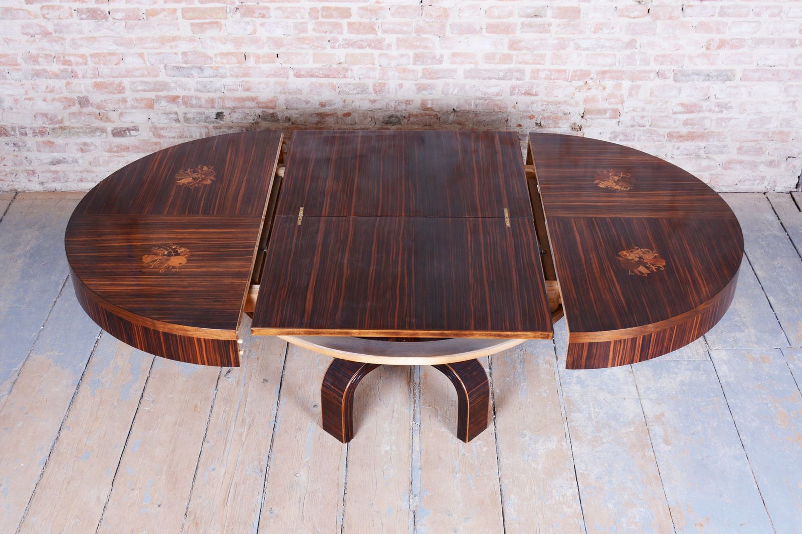 photo vintage Restored Art Deco Extendable Table, By P. Follot, Ecole Boulle, France, 1920s