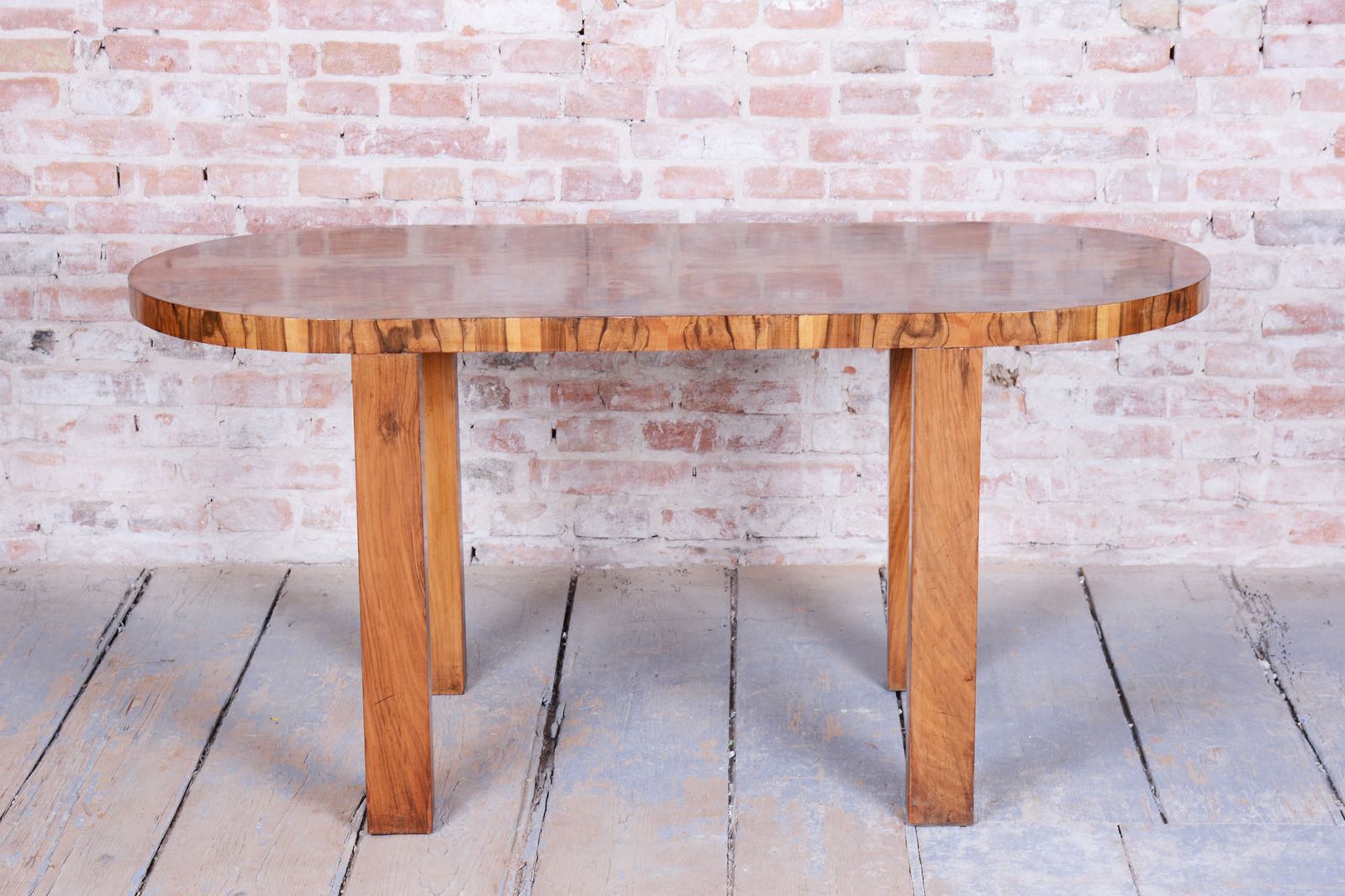 Restored Art Deco Table, Caucasian Walnut, Revived Polish, Czech, 1930s photo for sale