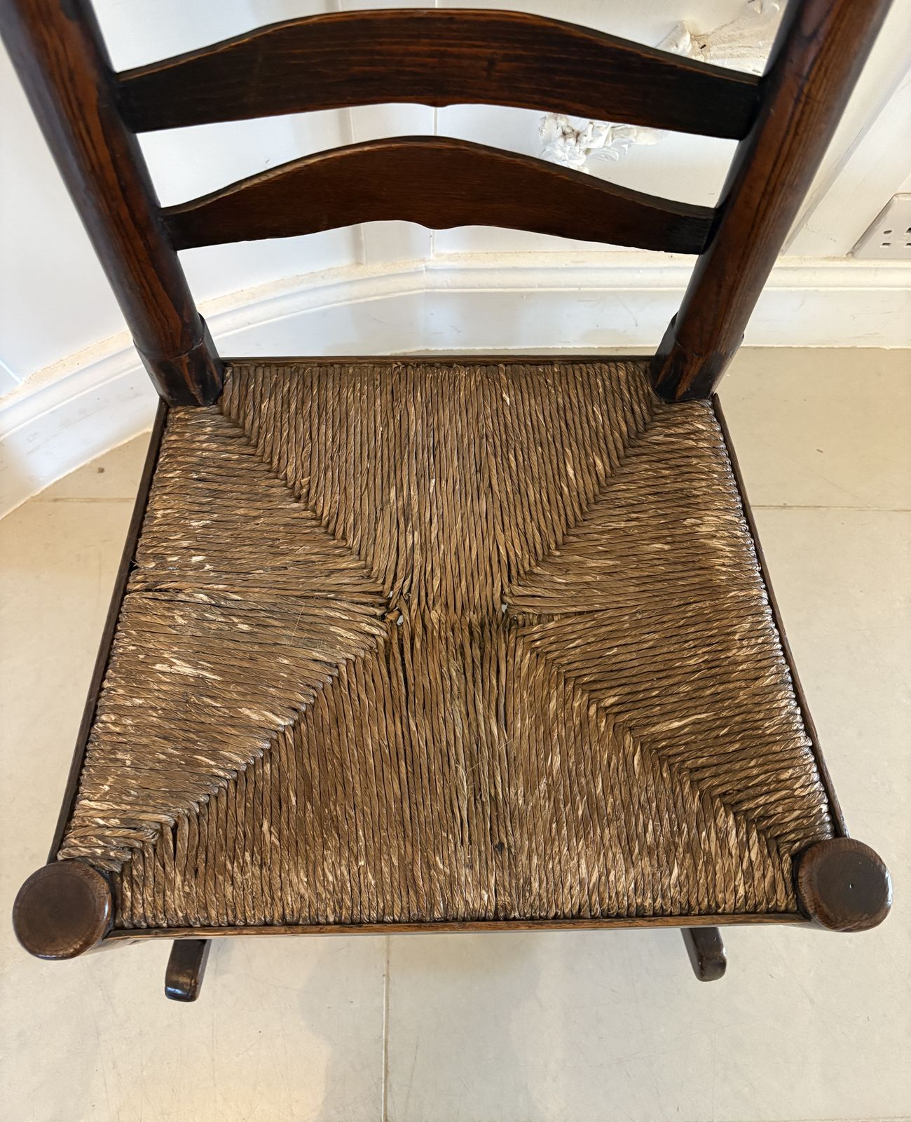 Unusual 18th Century Antique Oak Ladder Back Rocking Chair photo buy