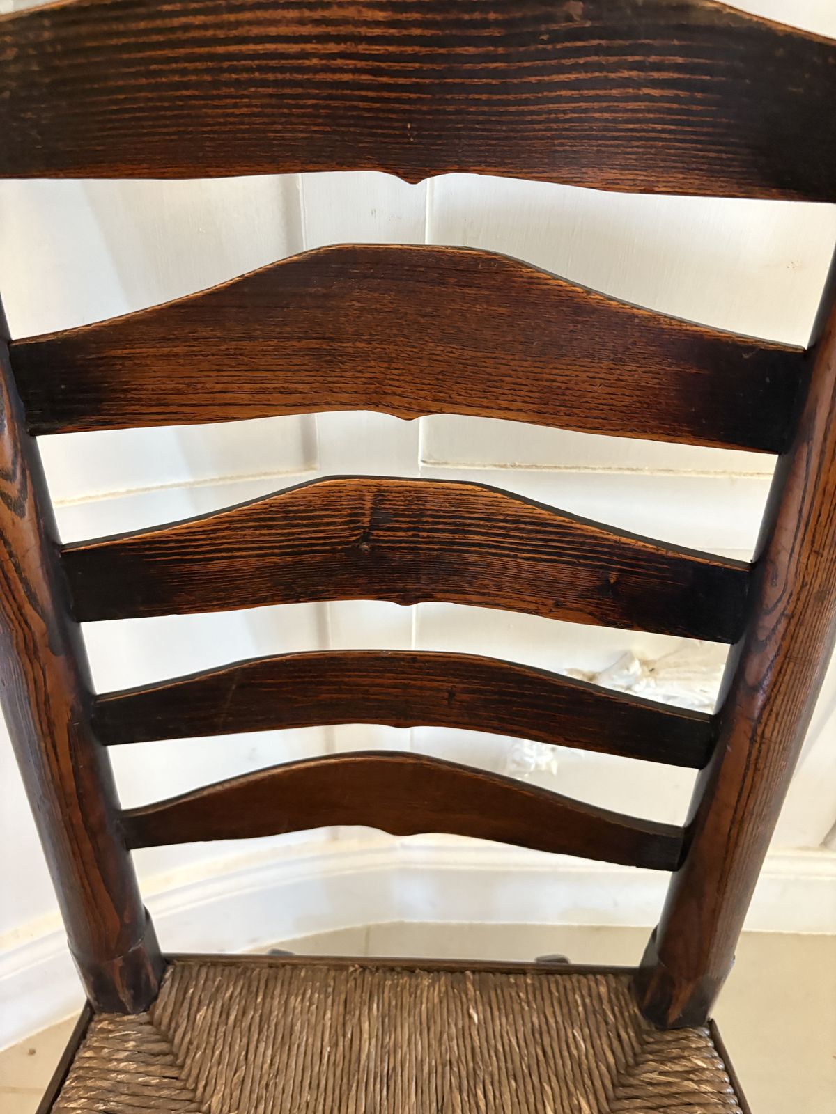 Unusual 18th Century Antique Oak Ladder Back Rocking Chair photo vintage