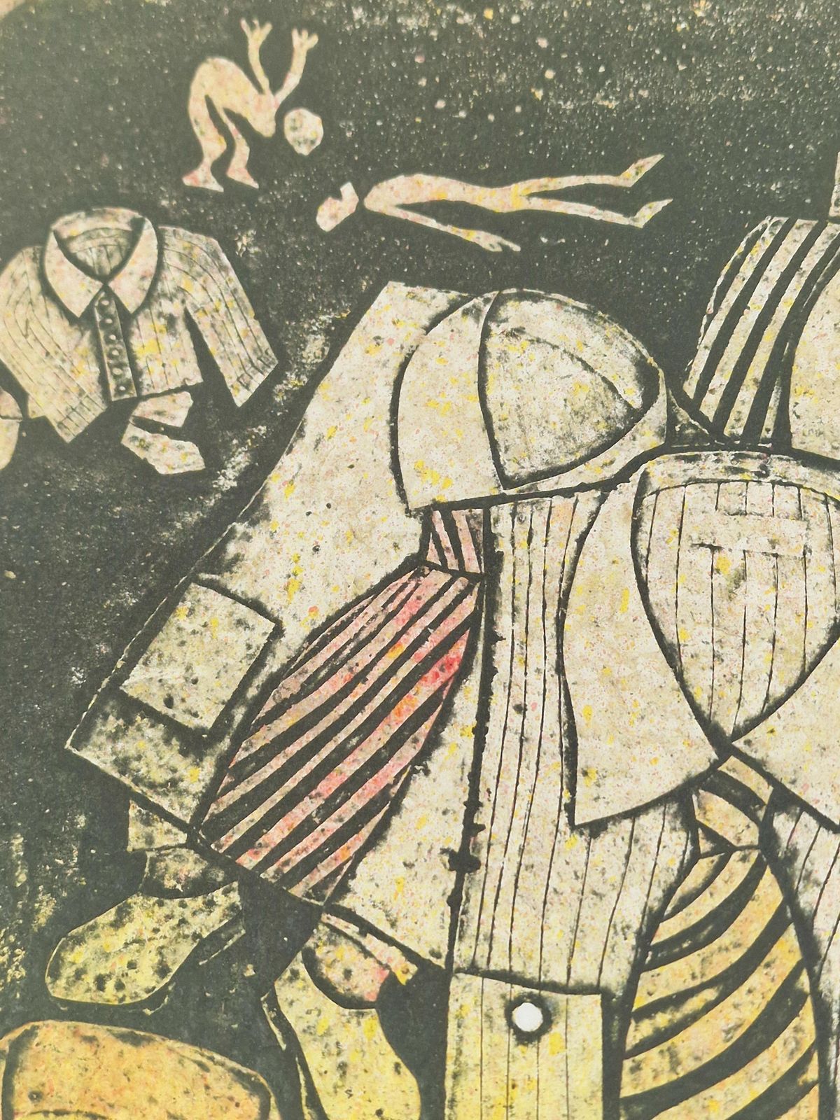 photo vinterior Rare Artist's Proof, Jim W Anderson Re, "Faceless Horde (The Revolution Of The Shirts)", Collagraph On Handmade Paper, Framed,1989