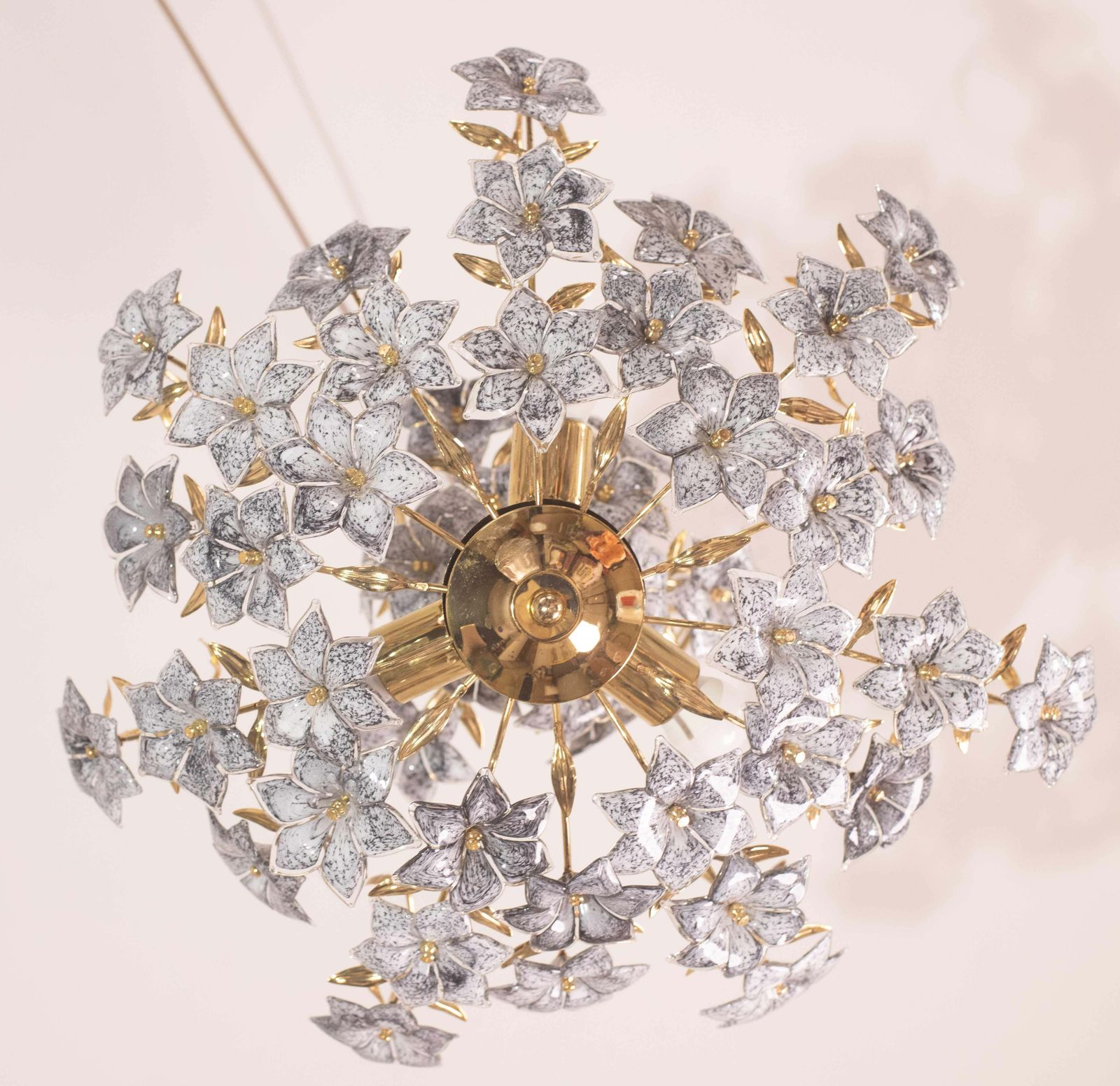 Fantastic Rare Murano Chandelier Full Of Black Flowers, 1970s photo Lighting