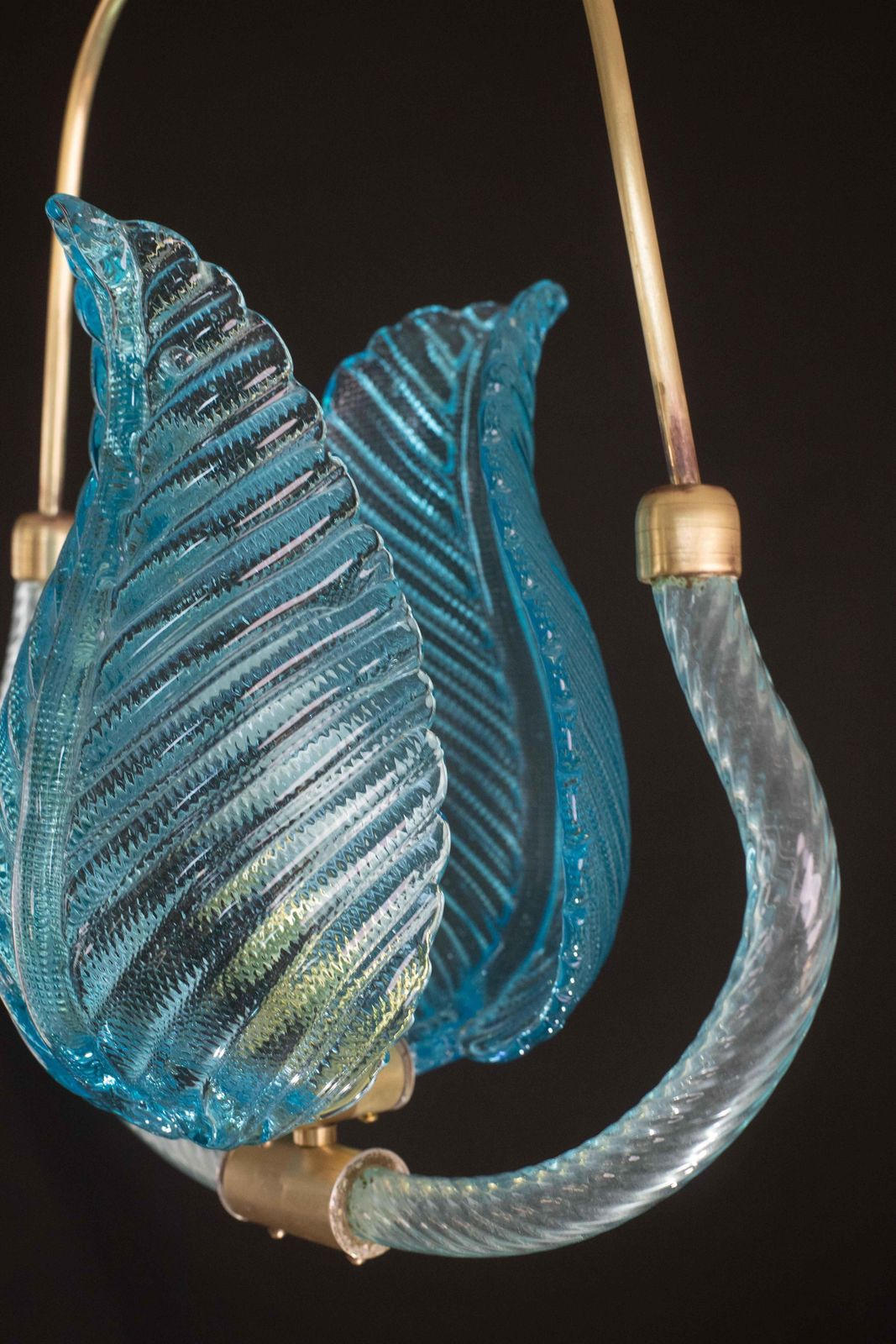 Lovely Blue Art Decò Barovier E Toso Pendant Light, 1930s photo Lighting