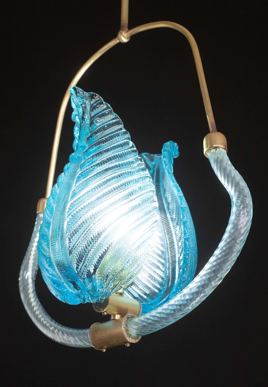 Lovely Blue Art Decò Barovier E Toso Pendant Light, 1930s photo 2630.0