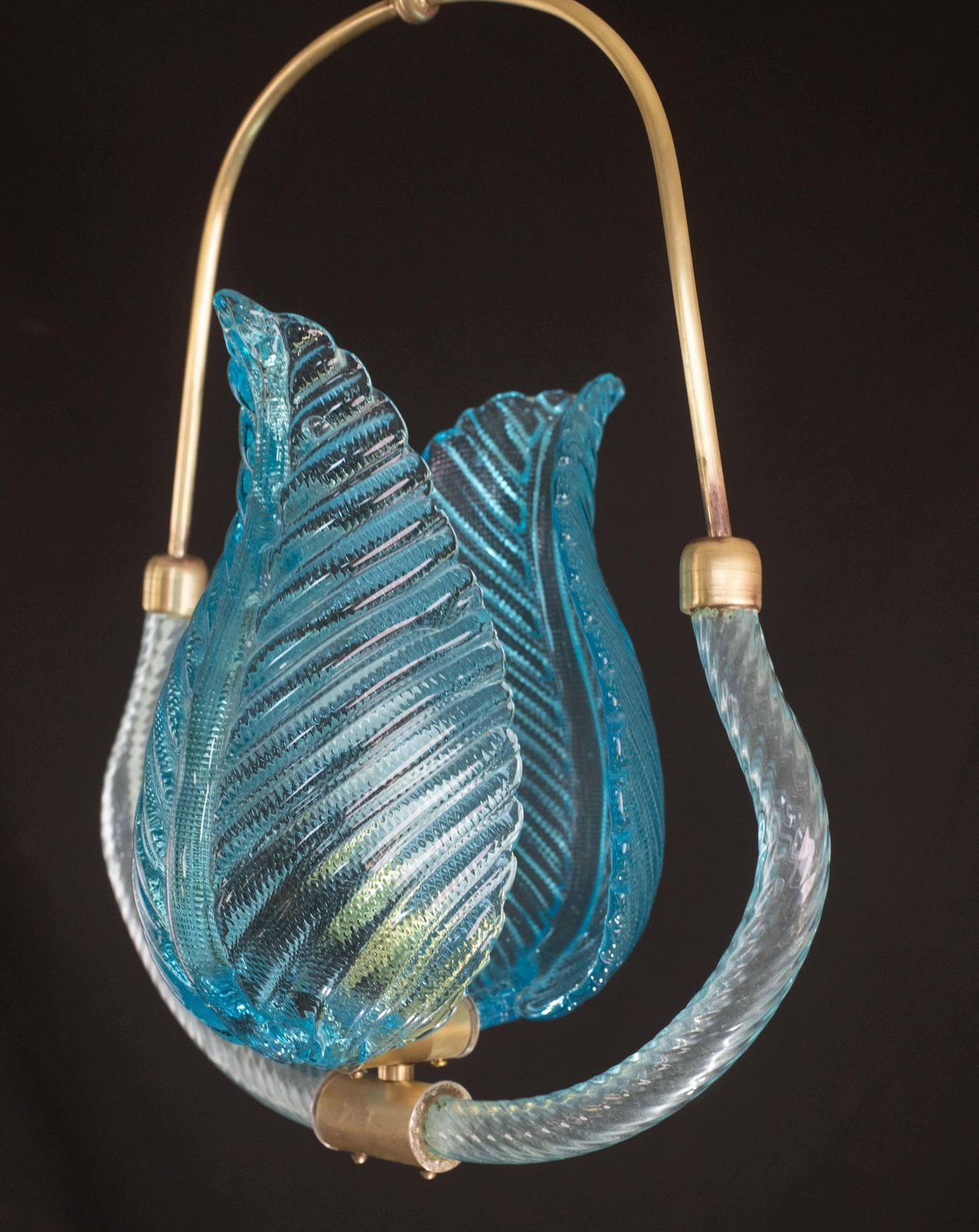 Lighting Lovely Blue Art Decò Barovier E Toso Pendant Light, 1930s photo