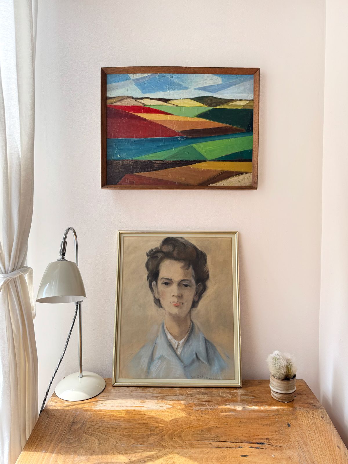 Vintage Pastel Portrait Of Young Woman – Signed By W. Ostrowski, Framed Original Art photo furniture