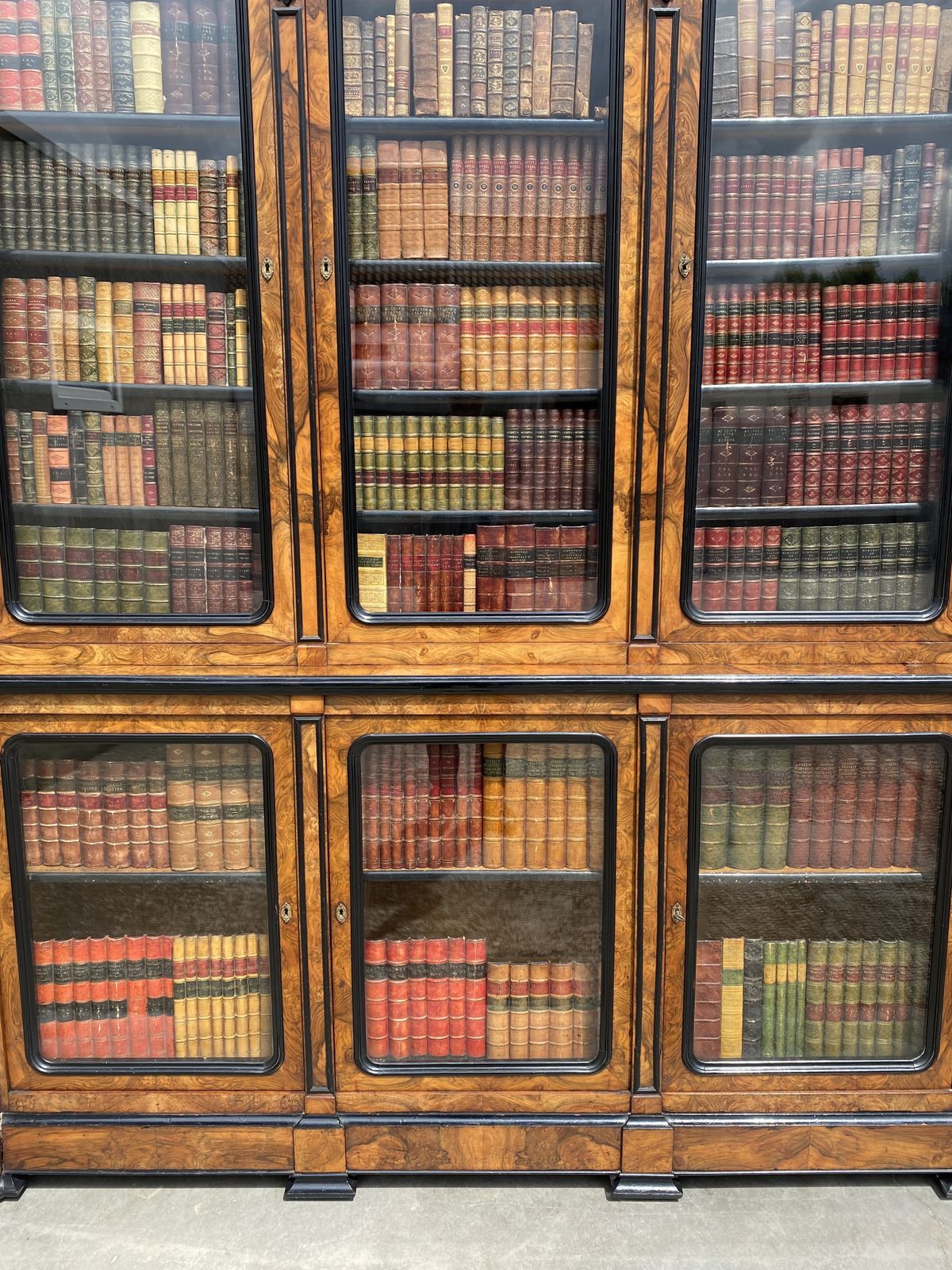photo for sale Stunning 19th Century French Walnut & Ebony Library Bookcase