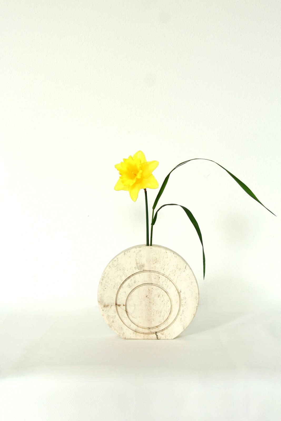 Geometria, Modernist Travertine Sculpture / Vase By Enzo Mari For F.Lli Manelli, Italy, 1970s