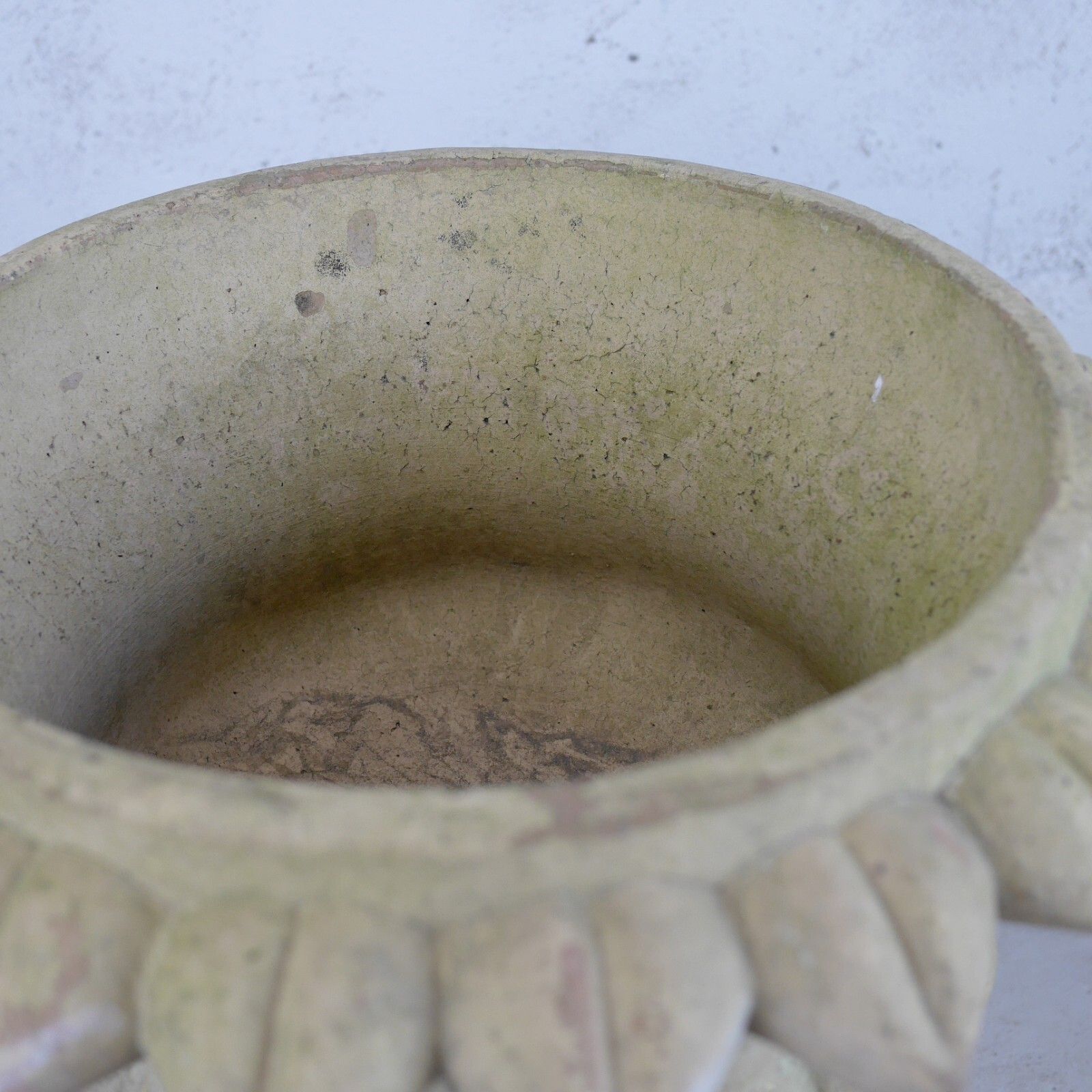 Large Weathered Buff Terracotta Garden Urn Tazza Planter #101477 photo 195.0