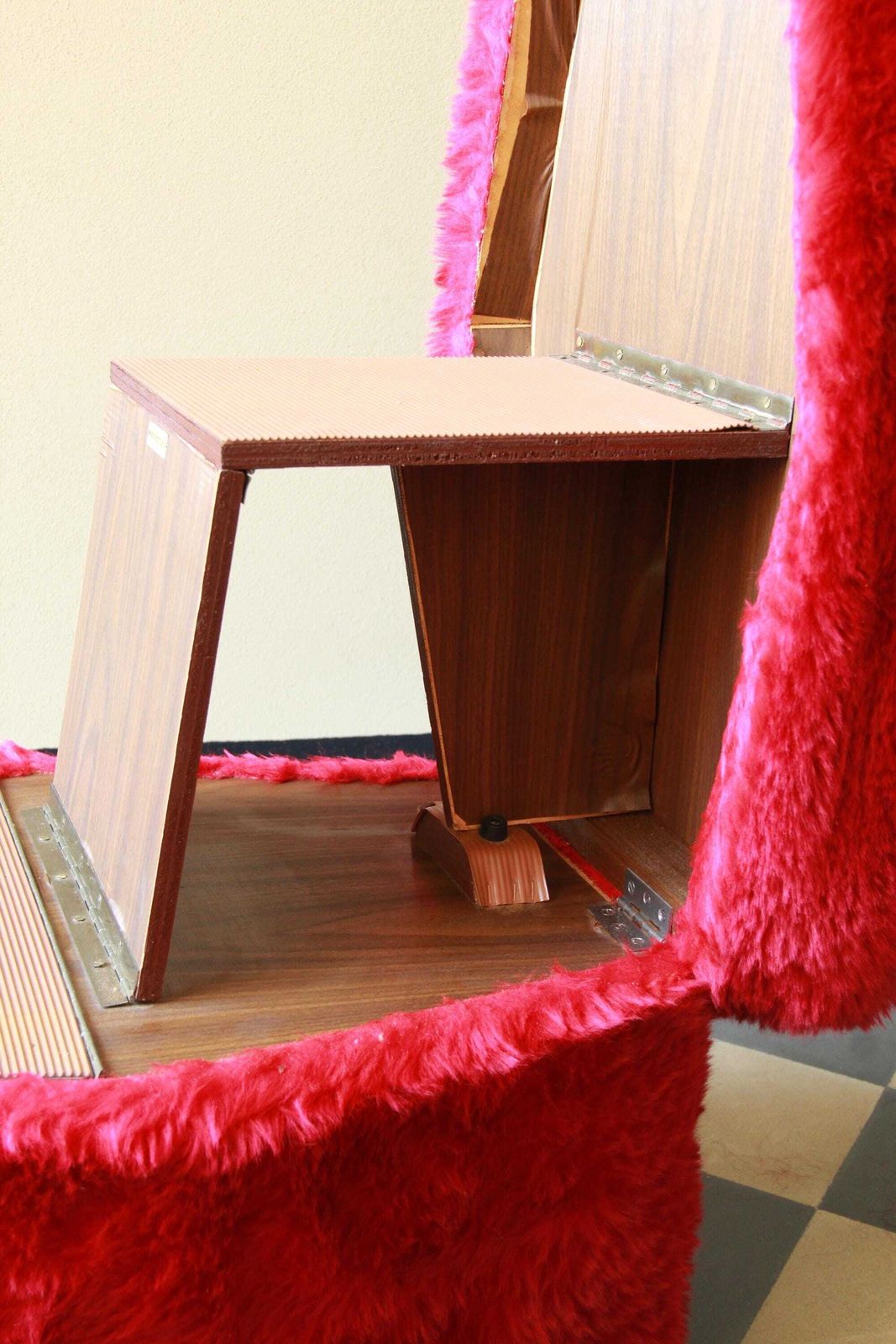 Maciste, Vintage Furry Pouf / Stool / Stepladder /Organiser, Italy, 1970s photo vintage