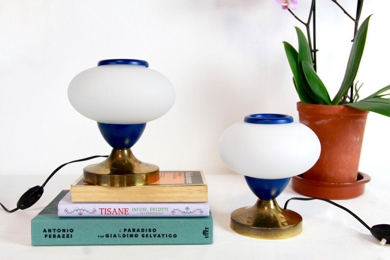 Grazia E Gioia, Mid Century Vintage Bedside Table Lamps, Set Of 2, Italy, 1960s photo furniture