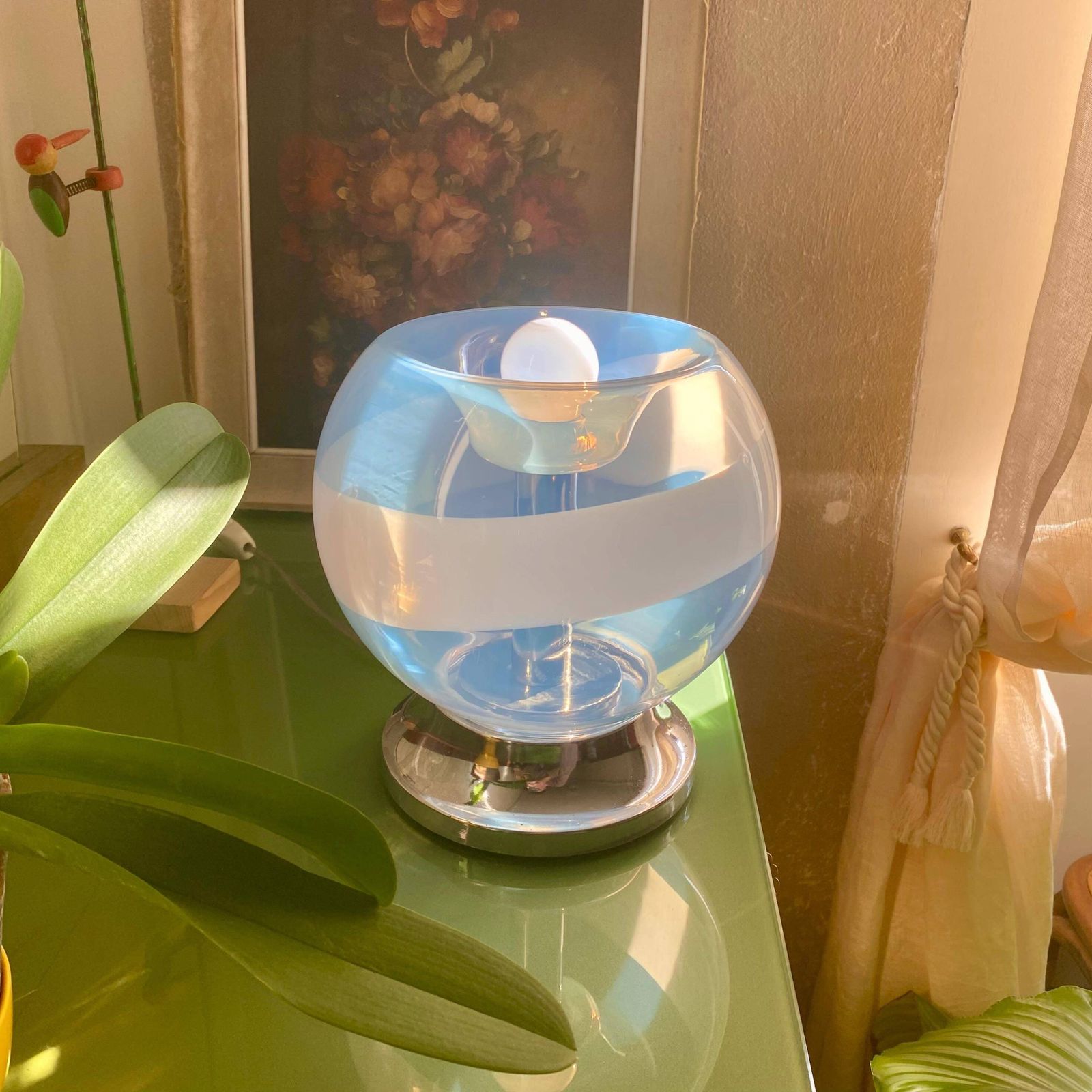 Beatrice, Vintage Murano Iridescent Glass Lamp By C.Nason, Italy, 1970s