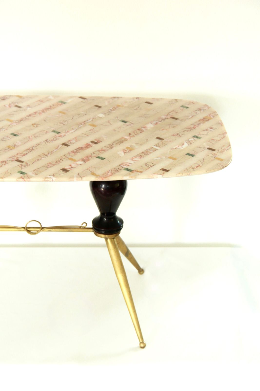 Malvasia, Antique Mid Century Marble And Brass Coffee Table, Italy, 1950s photo for sale