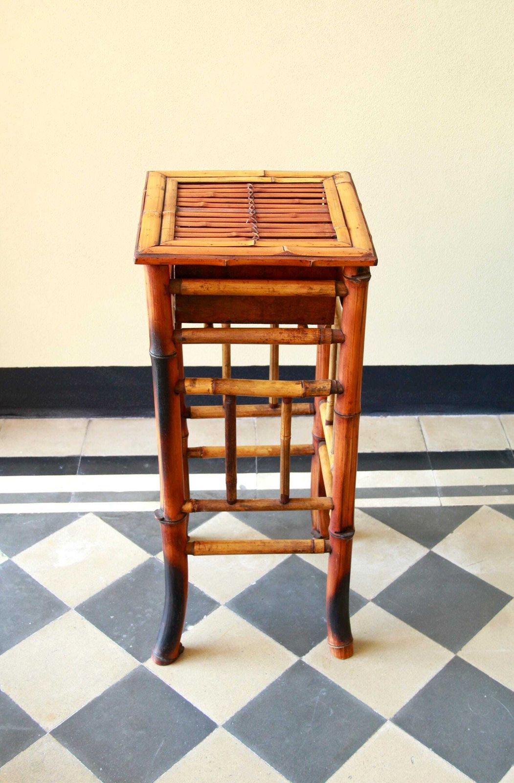 Gino, Vintage Bamboo Entryway Table / Console / Plant Stand, Italy, 1970s photo vintage