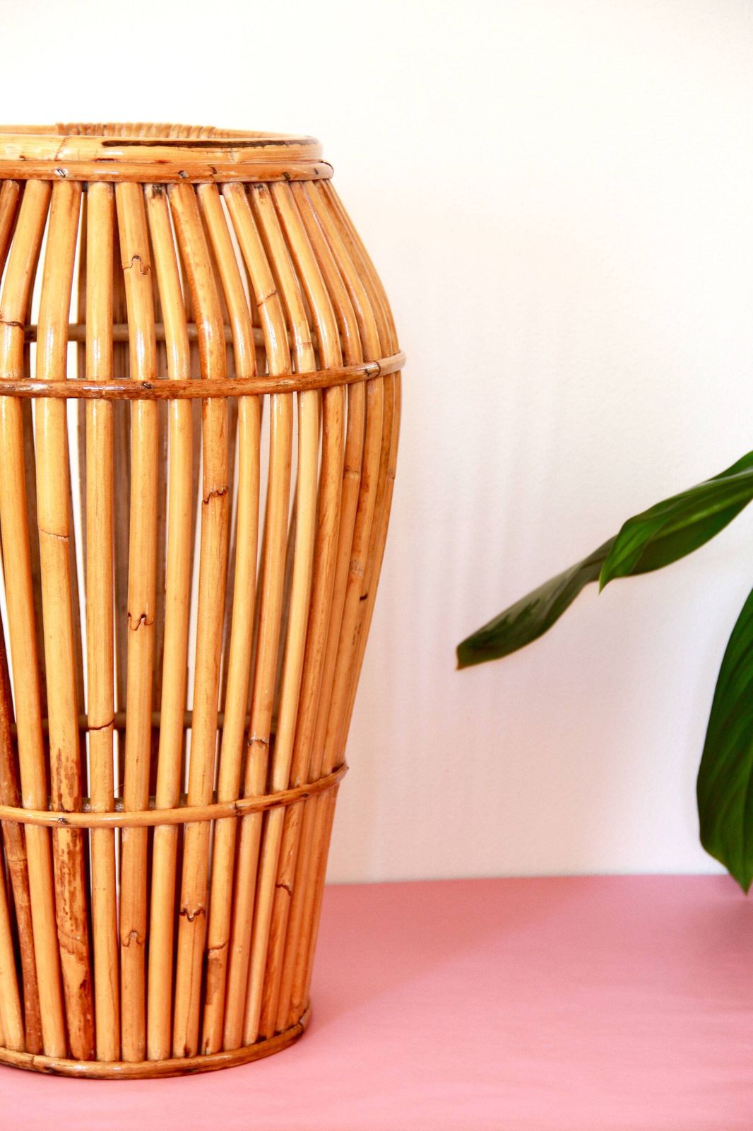 Cestello, Mid Century Vintage Bamboo Umbrella Stand / Basket, Italy, 1970s photo vintage