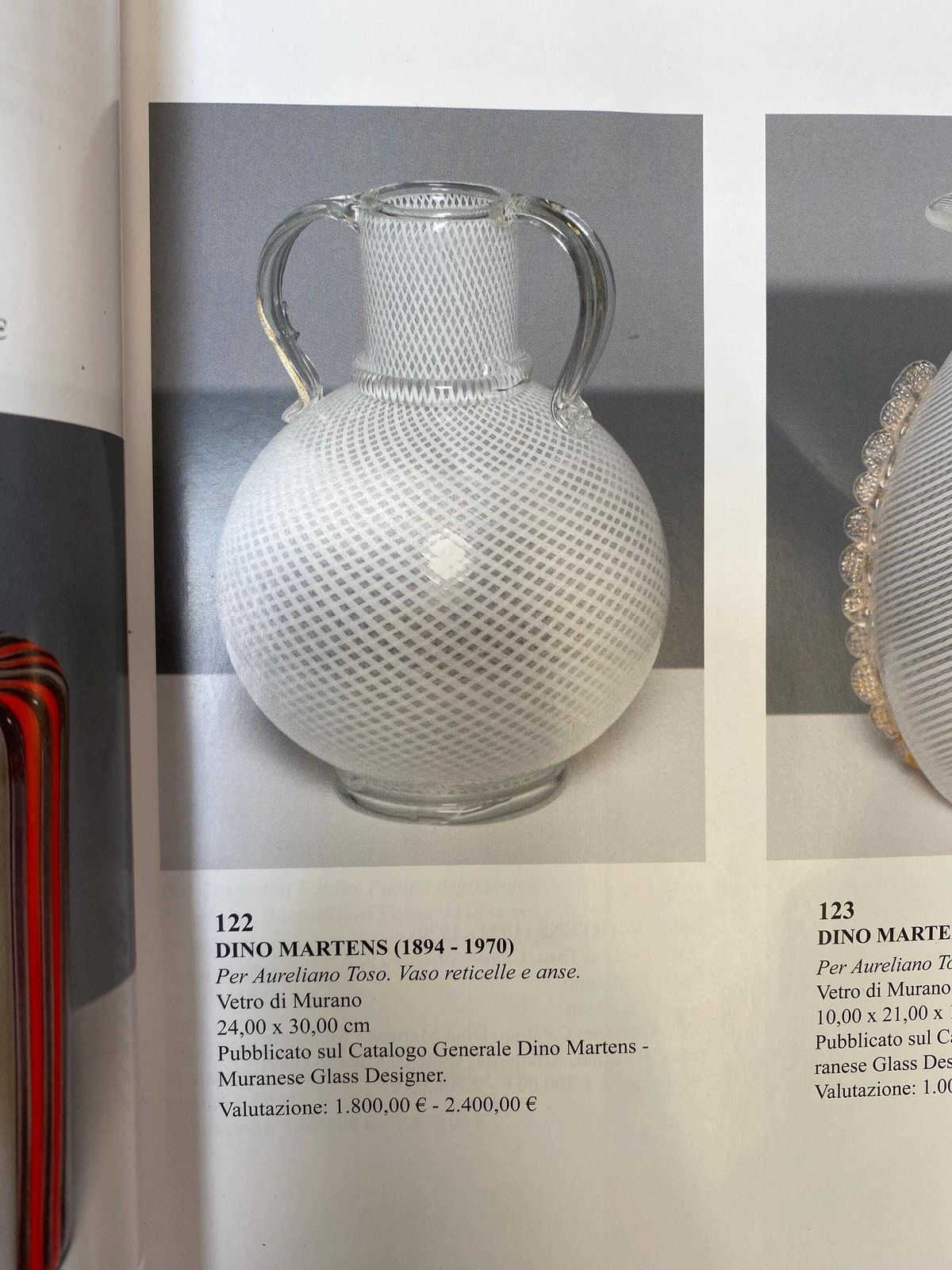 photo for sale Filigrana, Antique Collectable Murano Vase By Dino Martens For Aureliano Toso, Italy, 1930s
