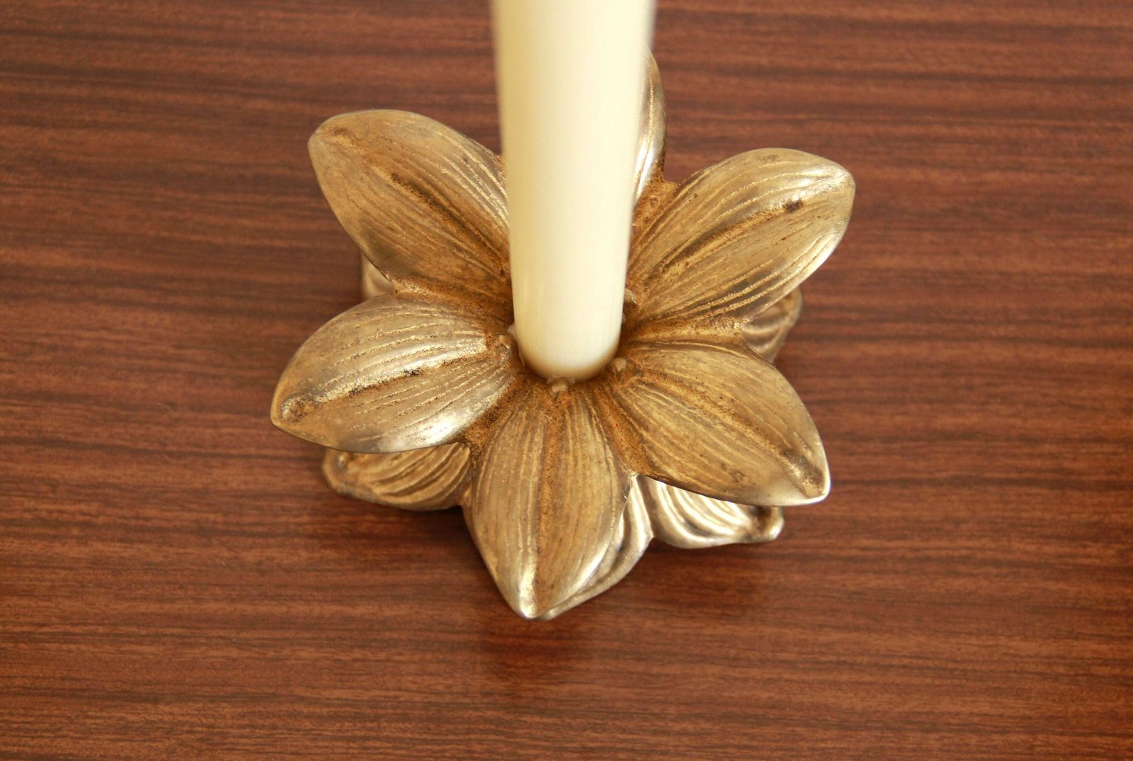 Giglio, Antique Brass Candle Holder, Italy, 1940s photo Home Decor
