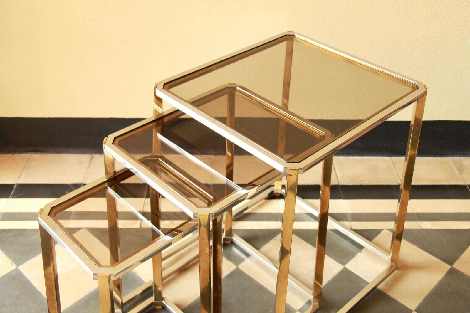 Trittico, Regency Nesting Tables, Set Of 3, Italy, 1970s photo for sale