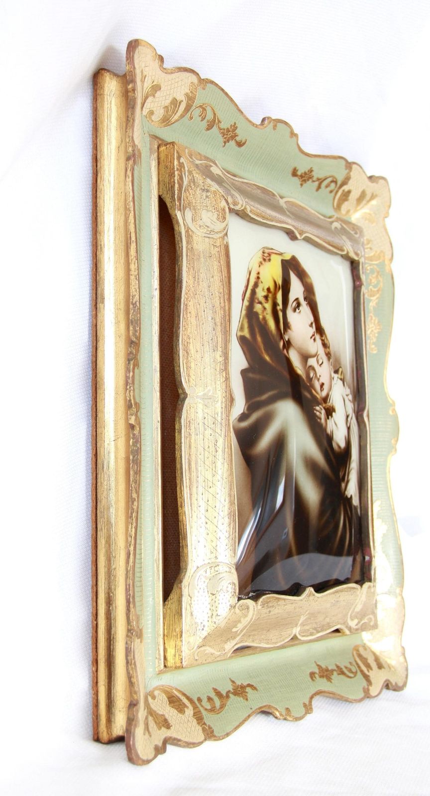 Madonna Del Riposo, Antique Maternity Painting, Italy, 1940s photo vinterior